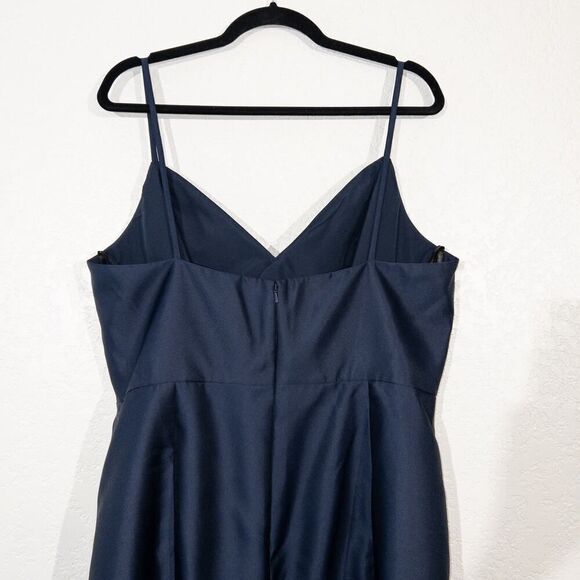 NWT Alfred Sung Midnight Navy Spaghetti Strap Mermaid Dress Size 18 - Picture 9 of 10